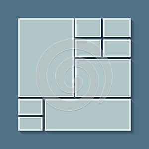 Vector empty collage board nine images, photo