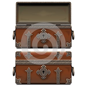 Vector Empty Old Pirate Forged Chest