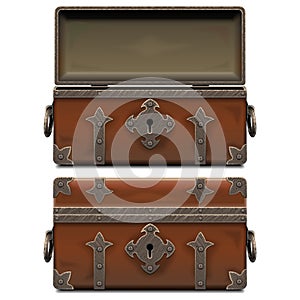 Vector Empty Old Pirate Forged Chest photo