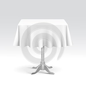 Vector Empty Square Table with Tablecloth