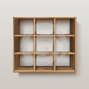 Vector Empty Wooden Wood Shelf Shelves on Wall Background