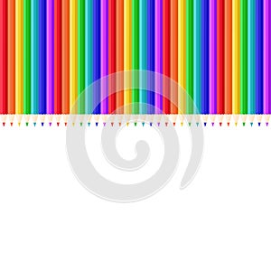 Vector endless border of colored pencils on white background