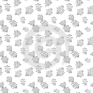 Vector endless seamless pattern of the inky black baby doodles hand drawn on white background in simple minimalist style.