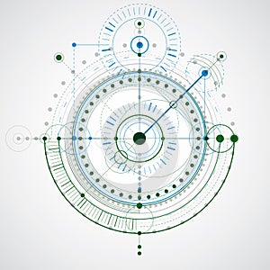 Vector engineering technological background, futuristic technical plan, mechanism. Mechanical scheme, abstract industrial design