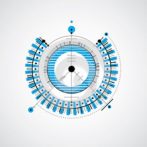 Vector engineering technological background, futuristic technical plan, mechanism. Mechanical scheme in blue color, abstract