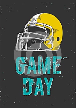 Vector engraved style illustration for posters, decoration and print. Hand drawn sketch of american football helmet with modern