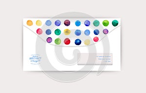 Vector envelope template. Watercolor circles decor. Corporate identity vector blank, background, illustration with plenty space