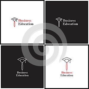 Vector eps logotype or illustration about business education in outline style