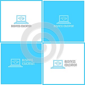 Vector eps logotype or illustration about business education in outline style