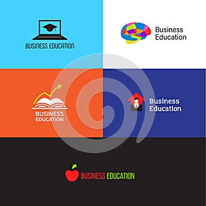 Vector eps logotype set or icons about business education