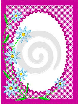 Vector Eps10 White Oval Copy Space with Flowers an