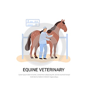 vector equine veterinary concept, doctor and horse