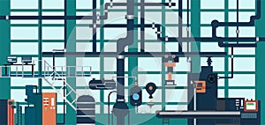 Vector of equipment and piping inside of an industrial power plant