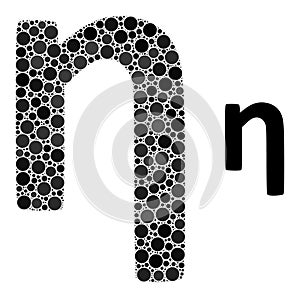 Vector Eta Greek Lowercase Symbol Collage of Dots