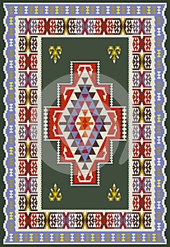 Vector ethnic background of ornated carpet .