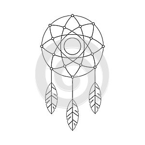 Vector ethnic illustration with American Indians dreamcatcher