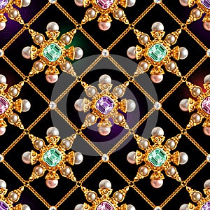 Vector Ethnic Jewelry. Seamless Pattern.