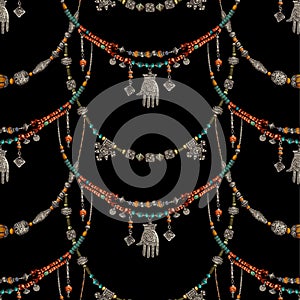 Vector Ethnic Jewelry. Seamless Pattern.