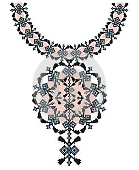 Vector Ethnic necklace Embroidery for fashion women. Pixel tribal pattern for print or web design. jewelry, necklace