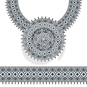 Vector Ethnic necklace Embroidery for fashion women. Pixel tribal pattern for print or web design. jewelry, necklace