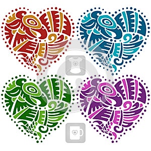 Vector ethnic ornament in the shape of heart. American Indians photo