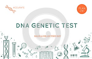 Vector Ethnicity and genealogy DNA genetic test home kit cover, design template, background. Hand drawn illustrations of