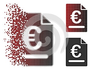 Fragmented Pixel Halftone Euro Invoice Icon