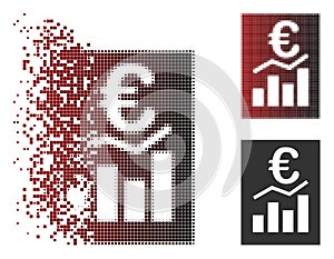 Decomposed Pixel Halftone Euro Sale Report Icon