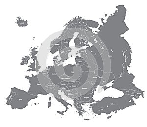 Vector European high detailed political map photo