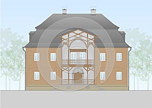 Vector of an europian baroque family house