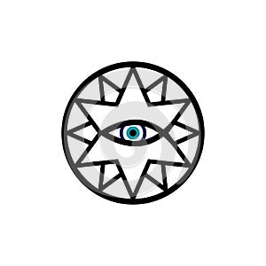 Vector evil eye amulet and ichthys fish symbol