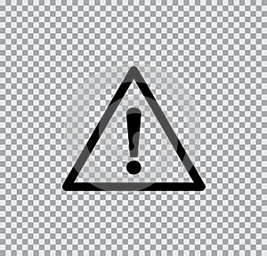 Vector exclamation icon black on transparent background