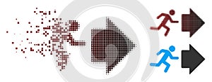 Fractured Pixel Halftone Exit Direction Icon