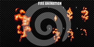 Vector explode. Explode effect animation with smoke. Cartoon explosion frames. Sprite sheet of explosion