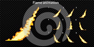 Vector explode. Explode effect animation with smoke. Cartoon explosion frames. Sprite sheet of explosion