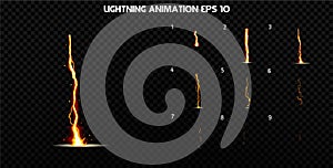 Vector explode. Explode effect animation with smoke. Cartoon explosion frames. Sprite sheet of explosion