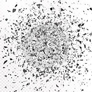 Vector explosion cloud of black pieces. Vector illustration