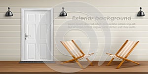 Vector exterior background with veranda facade