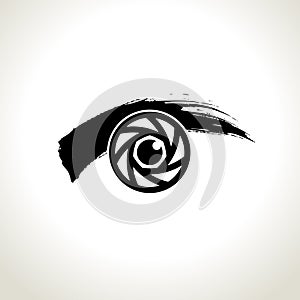 Vector: eye icon symbol with brushwork style