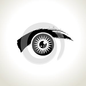 Vector: eye icon symbol with brushwork style