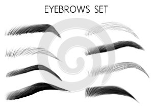 Vector eyebrows black and white set
