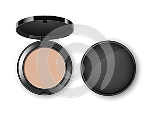 Vector Face Cosmetic Makeup Powder in Plastic Case on Background