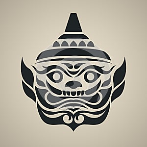 Vector face of giant thailand, Vintage traditional Thai style