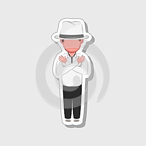 Vector of Faceless Umpire Hand Sign Or Signal Of Cancel Call Over Grey Background In Sticker