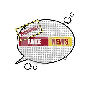 Vector Fake News Banner in Talk Bubble, Halftone Gray Background, Illustration Isolated.