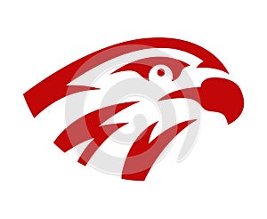 Vector falcon or hawk head sport game play team logo mascot design. American wild eagle abstract beak symbol sign
