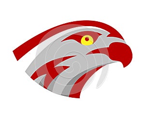 Vector falcon or hawk head sport game play team logo mascot design. American wild eagle abstract bird beak symbol sign
