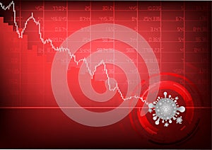 Vector : Falling business graph with virus on stock board