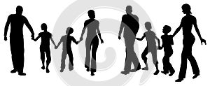 Vector family of four silhouette