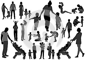 Vector Family Silhouette illustration Set.